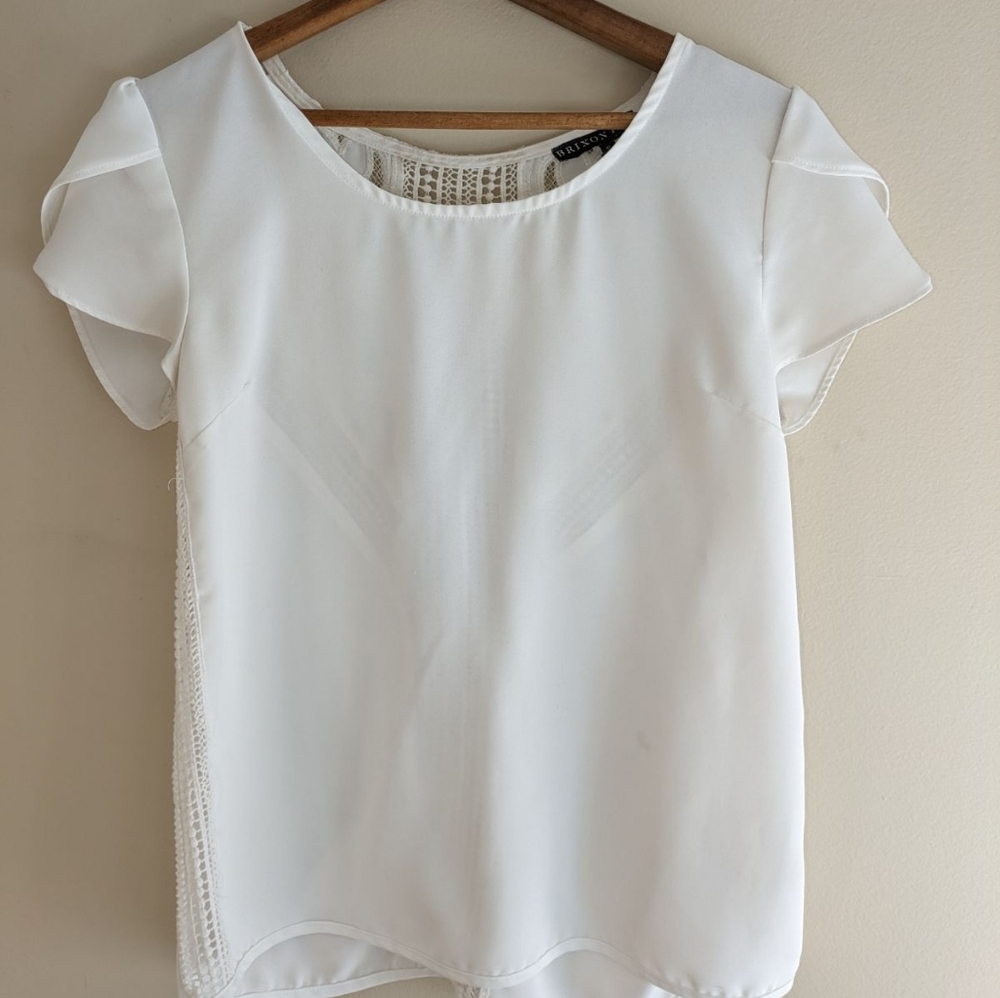 Brixon Ivy White Tulip Sleeve Blouse (Sm)